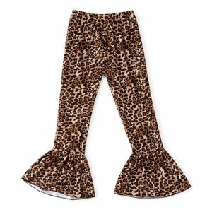 Girls Leopard Print Bell Bottom Pants | Flare | Size 7/8
